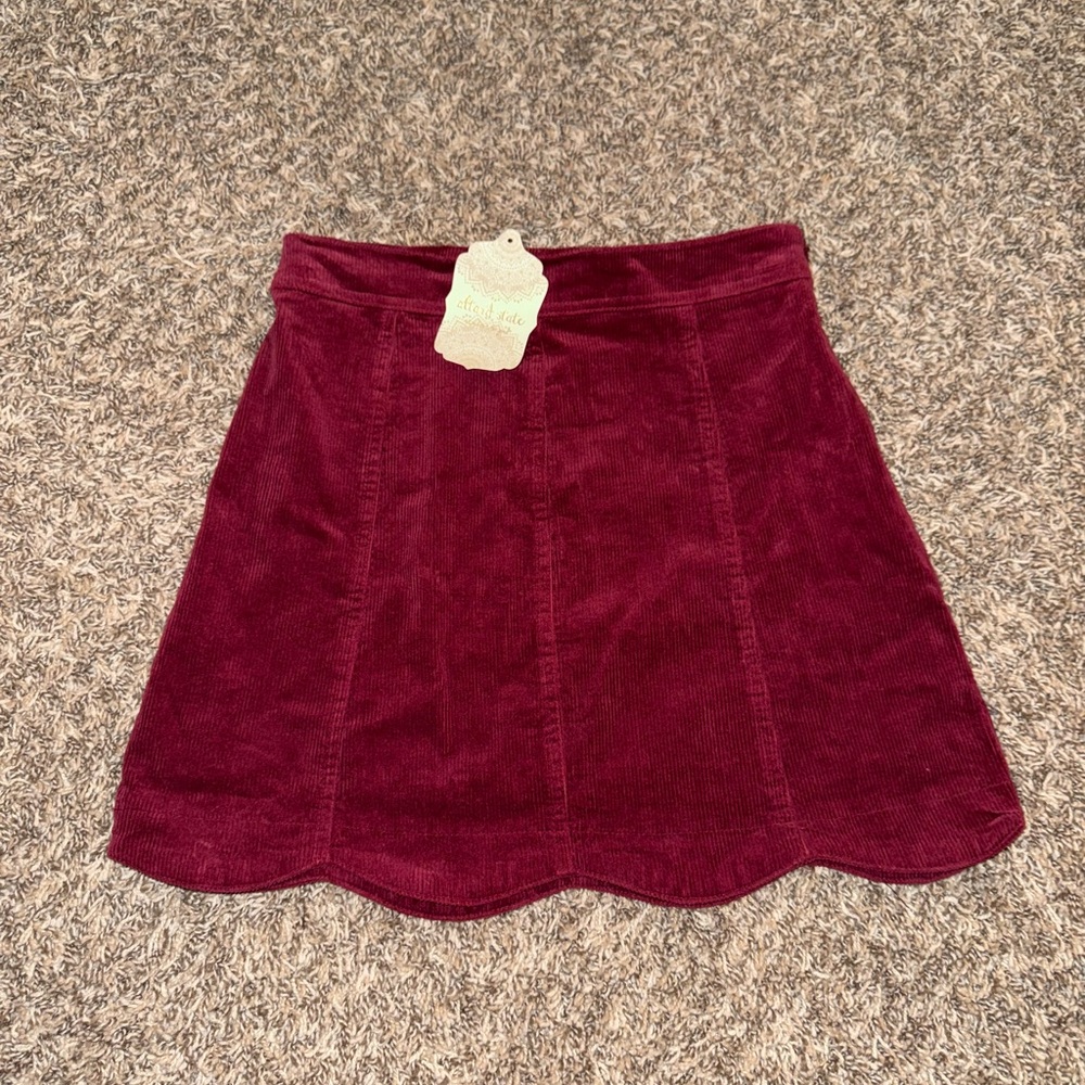 NEW! Altar’d State Elegant Burgundy Corduroy Skirt